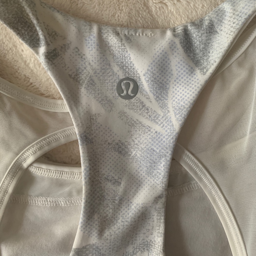 White multi color lululemon croptop with sportsbra